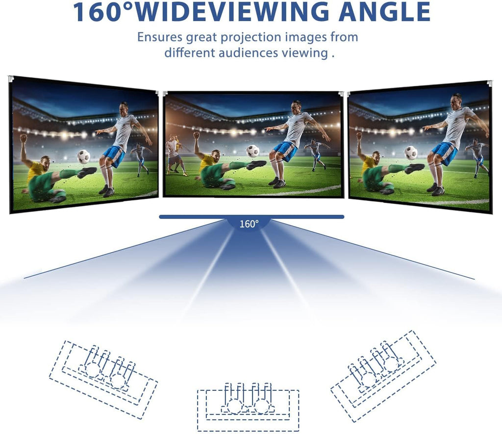 Projector Screen and Stand 150 inch Large Outdoor Projection Screen 16:9 HD 4K Portable Projection Movie Screen with Carry Bag Foldable Anti Crease Windproof Design for Home Theater Backyard Cinema