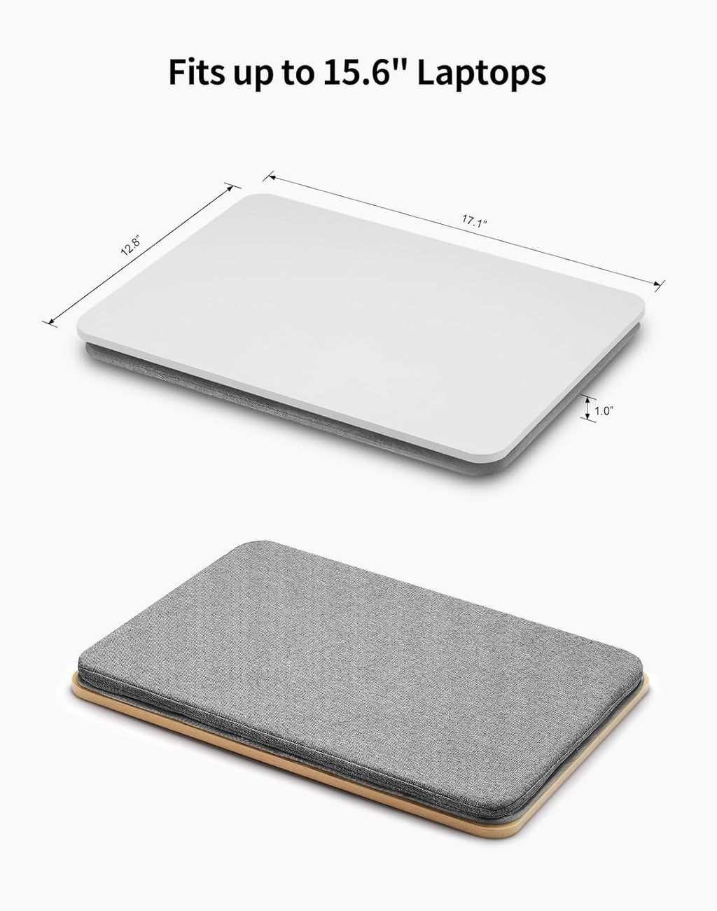 Portable Lap Laptop Desk with Pillow Cushion, Fits up to 15.6 inch Laptop, Lap Stand for Bed & Couch & Carpet, Book Tablet/Drawing Board/Computer Laptop Stand - White