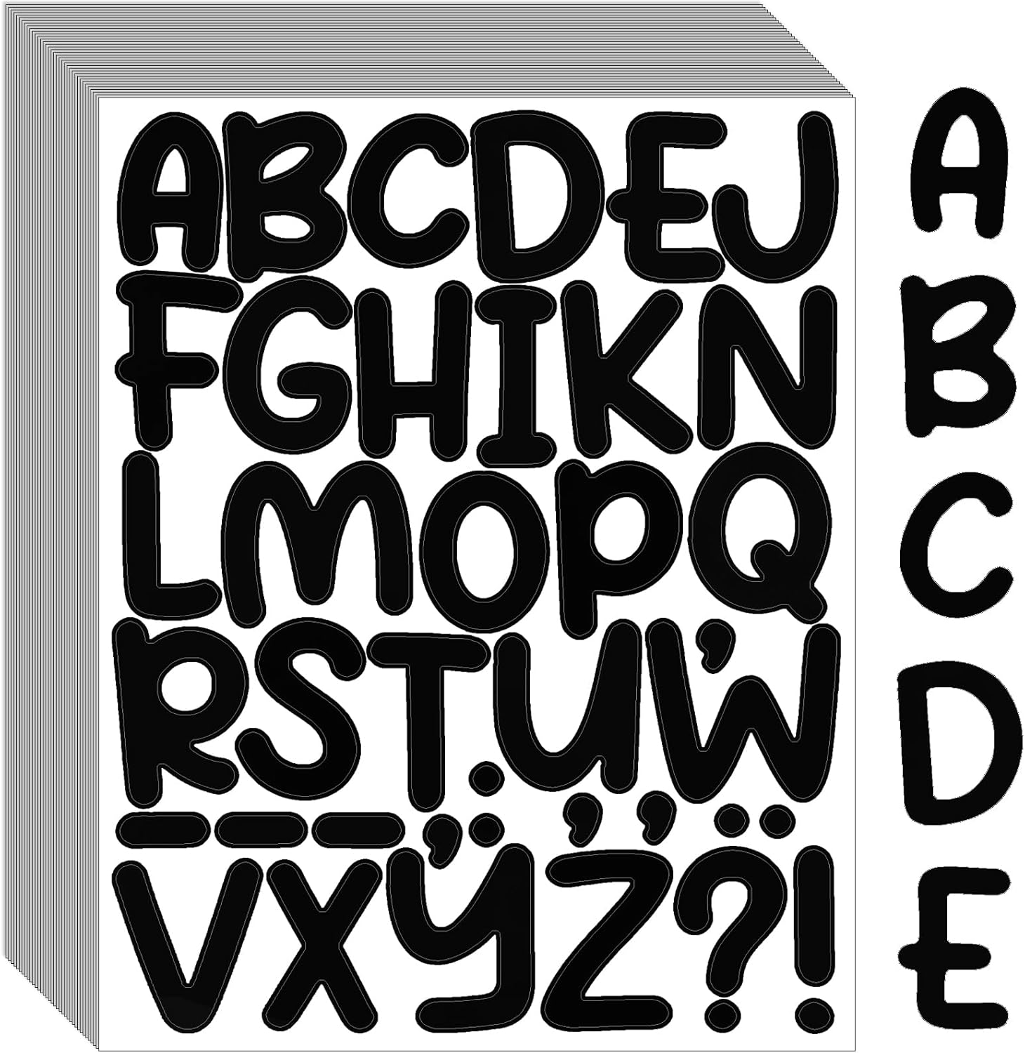 Bemeol 1368 Pieces Letter Stickers 36 Sheets 2 Inch Alphabet Letter Stickers Vinyl Self Adhesive Sticker Letters for Bulletin Board Home Classroom Mailbox Decor(Black)