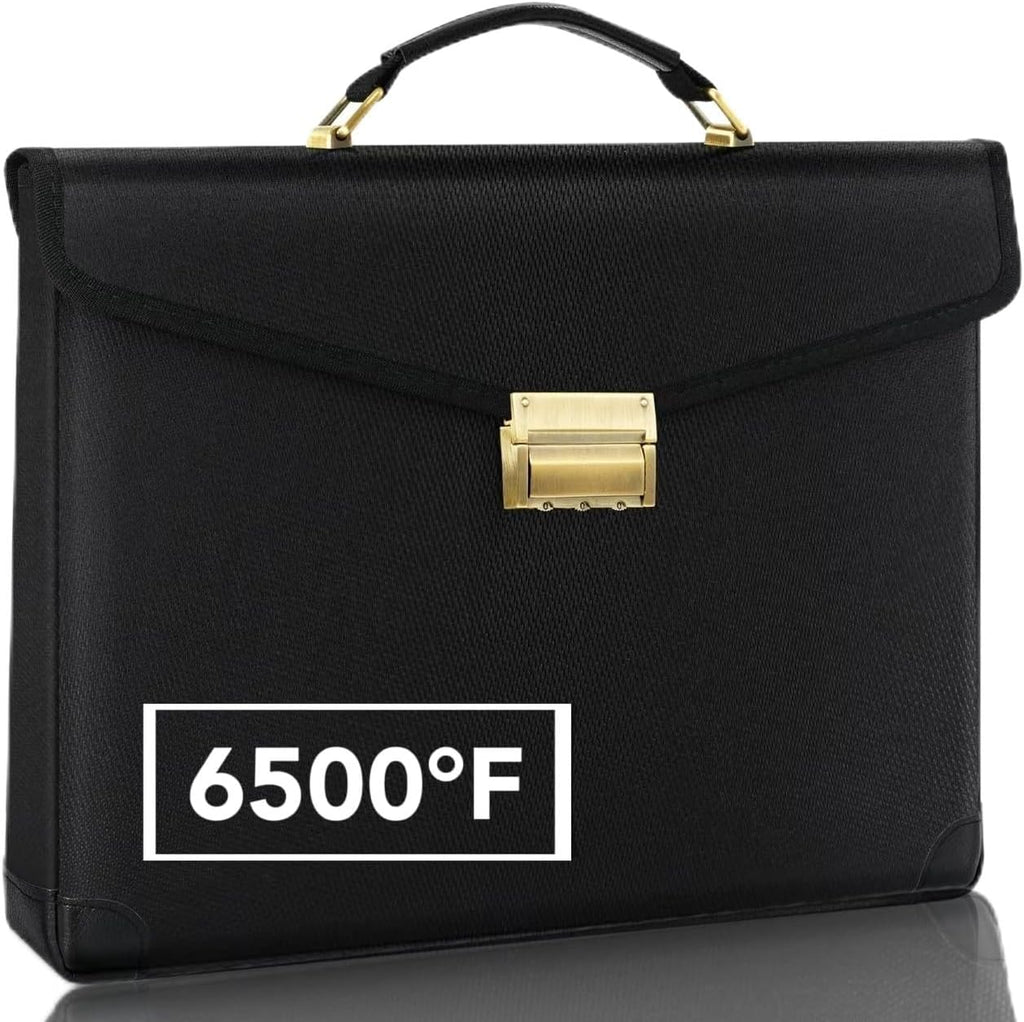 Upgraded 6500°F Fireproof Document Bag with Lock,14.2"x10"x2.3''Fire Proof Money Bag with Zipper,10 Layer of Heat Insulated Material, Water Resistant Fireproof Bags for Documents,Safe Bags