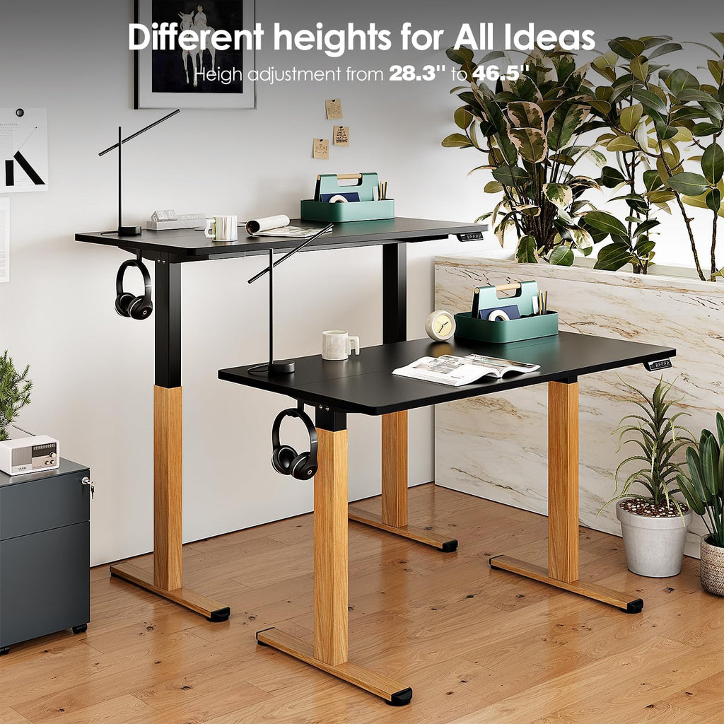 Monomi Electric Standing Desk, 55x24 Inches Height Adjustable Sit Stand up Desk, Large Ergonomic Home Office Desk with Memory Preset Controller,Black