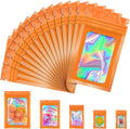 100 Pcs Mylar Bags, Smell Proof Bags Foil Pouch, Holographic Resealable Bags for Small Business, Candy Sample Jewelry Bag Sealable Packaging for Party Favor Food Storage (4x6in-Orange)