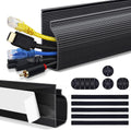 Cable Management Under Desk (31.5in J Channel 2x15.7in) Self Adhesive Cable Raceways Channel, Easy to Install Cord Cover Hider Desk Cord Organizer Electrical Black