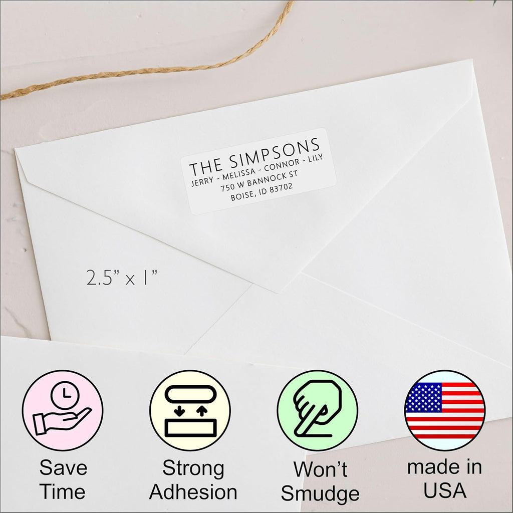 White Address Labels for Business - Personalized Return Address Labels, Custom Mailing Labels, Shipping Stickers for Envelopes and Packages (Sans Serif Font)