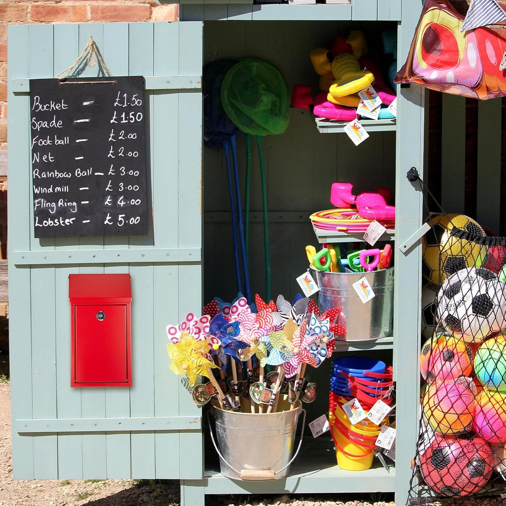 Metal Donation Box Collection Safe Suggestion Box with Slot and Lock Waterproof Wall Mounted Mailbox Money Container Lock Key for Home Outdoor Door, 10.2 x 5.7 x 3 Inch(Red)