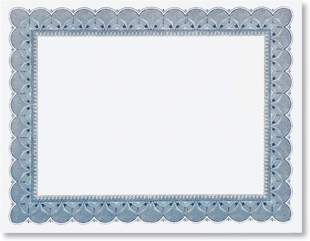 PaperDirect Traditional Blue Standard Certificate Paper, Blue Border, 8.5 x 11 Inch, 28lb Parchment Certificates and Awards Paper, 100 Count, for School, Work, Diplomas & Award Certificates