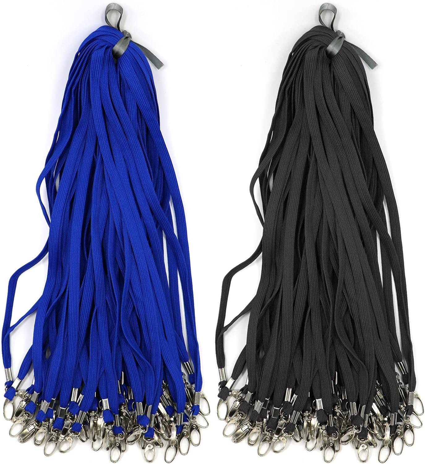 100 Pack Lanyards Bulk Black Lanyard for Office Id Badges Flat Lanyard with Badge Clip Swivel Hook (100 Pack, Black)