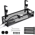 Under Desk Cable Management Tray with No Drill Installation, Power Strip Holder & Wire Organizer Storage Rack for Desk, Office, Home (L-Black)
