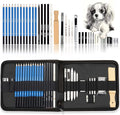 KALOUR 33 Pro Drawing Kit Sketching Pencils Set,Portable Zippered Travel Case-Charcoal Pencils, Sketch Pencils, Charcoal Stick,Sharpener,Eraser.Art Supplies for Artists Beginner Adults Teens