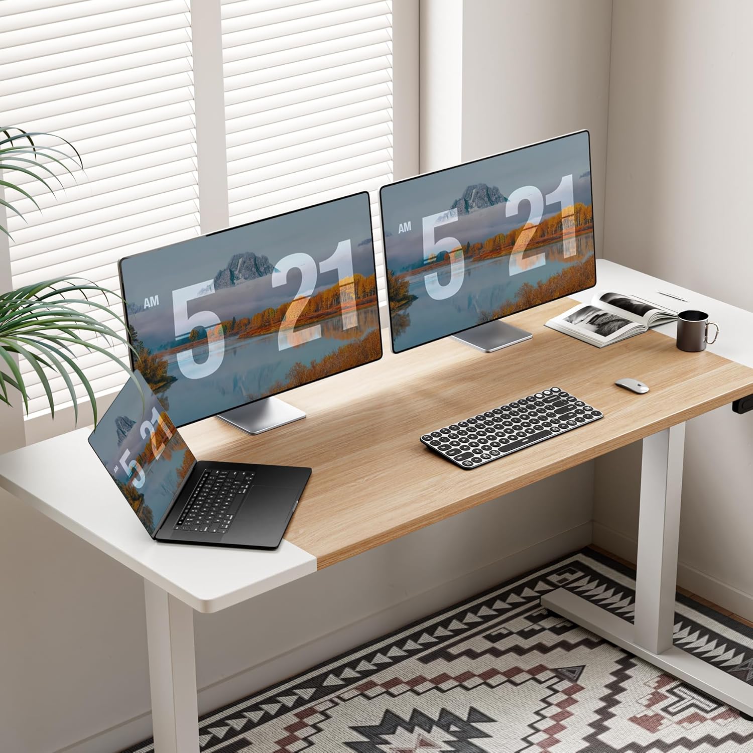 SIAGO Electric Standing Desk Adjustable - 48 x 24 Inch Sit Stand up Desk with Cable Management - 3 Memory Preset Adjustable Height Table