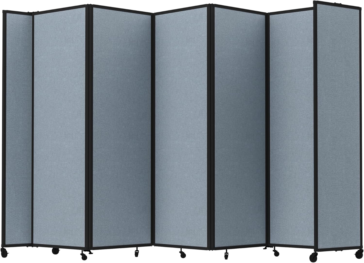 Versare Room Divider 360 Portable Wall Partition | Folding Panels | Large Freestanding Divider | Locking Wheels | Temporary Room Separator | 14' x 7'6'', Powder Blue