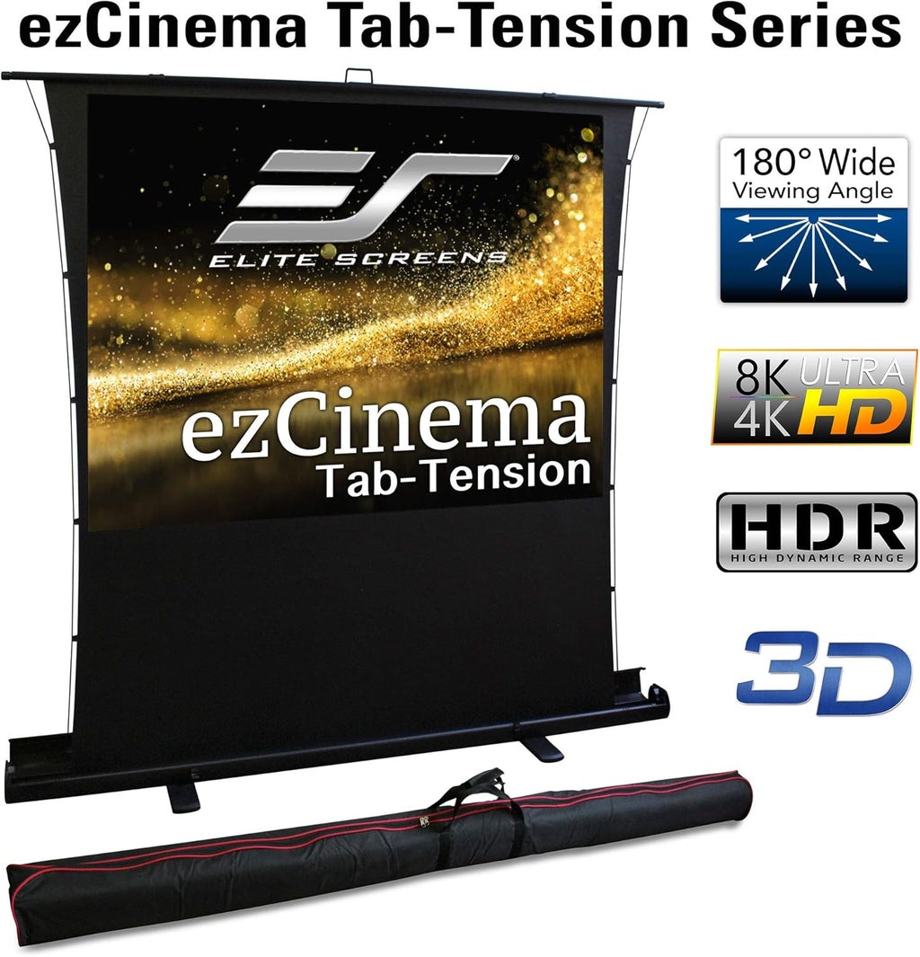 Elite Screens ezCinema Tab Tension, 100-Inch 4:3 Portable Manual Floor Pull Up Scissor Backed Projector Screen, Office School Front Projection +Carry Bag, US Based Company 2-Year Warranty - FT100XWV