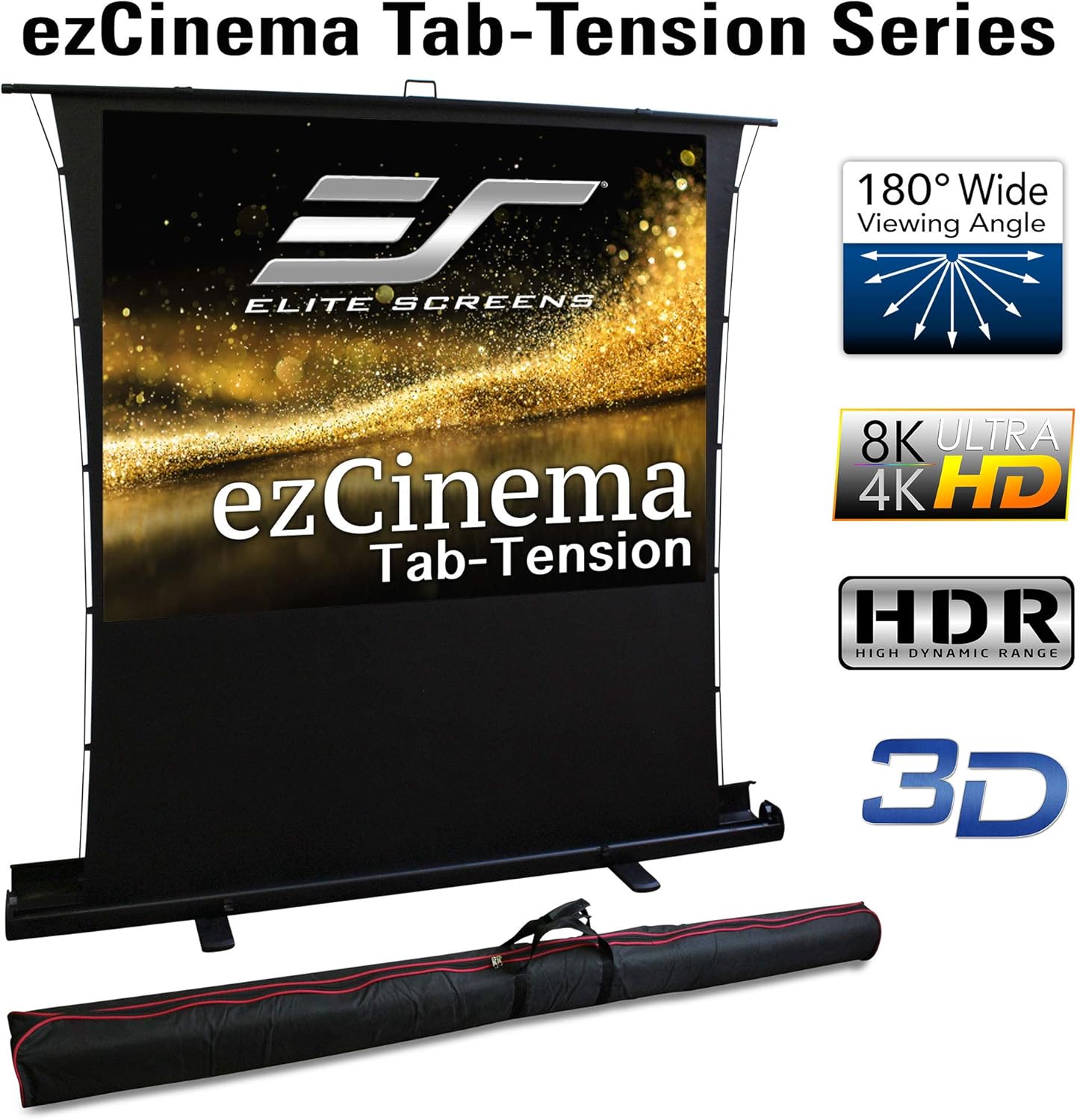 Elite Screens ezCinema Tab Tension, 100-Inch 4:3 Portable Manual Floor Pull Up Scissor Backed Projector Screen, Office School Front Projection +Carry Bag, US Based Company 2-Year Warranty - FT100XWV