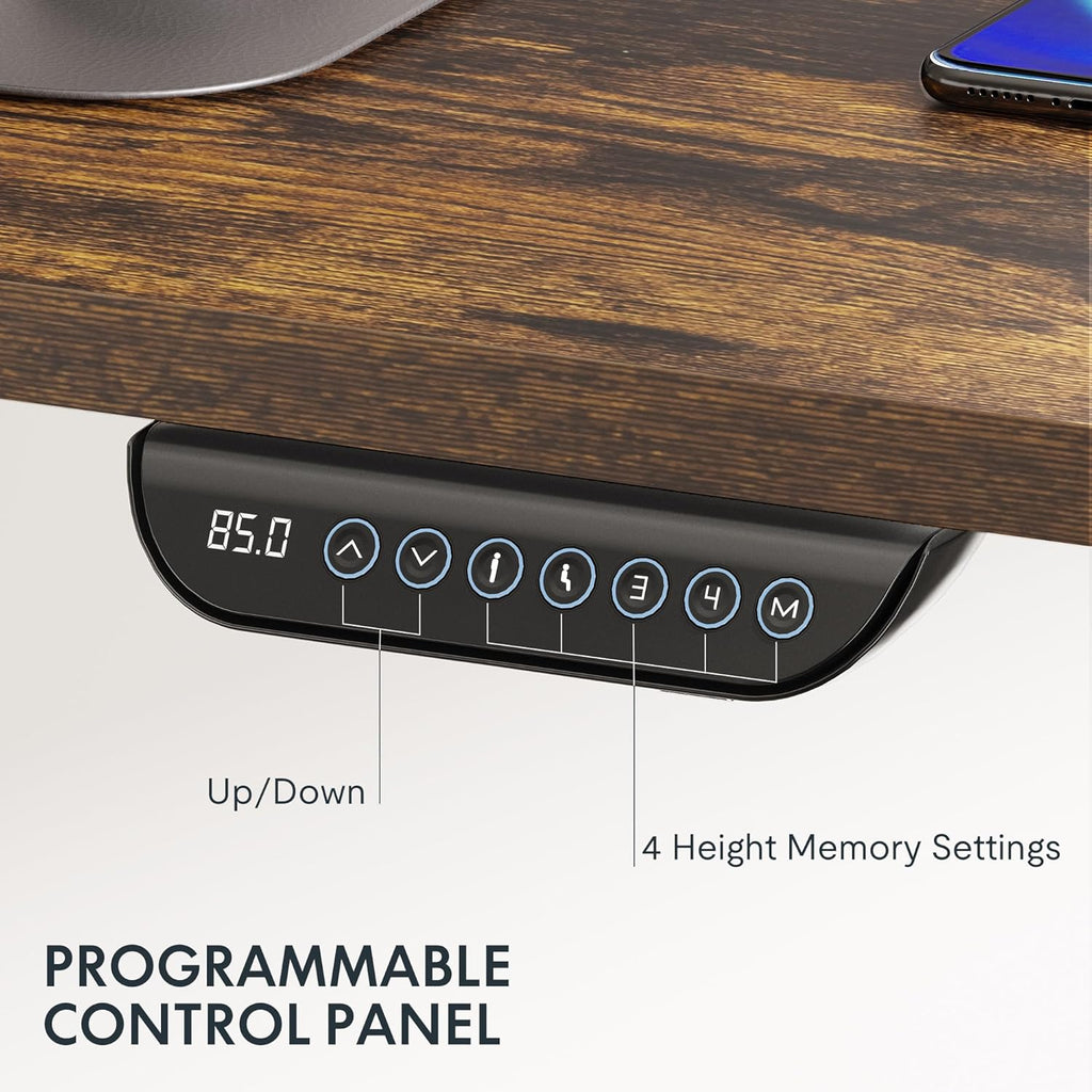 FLEXISPOT E6 MAX Dual Motor 3 Stages Standing Desk 48x30 Inch Whole-Piece Board Electric Height Adjustable Stand Up Desk 150KG Load Capacity(Black Frame + Special Walnut Desktop)