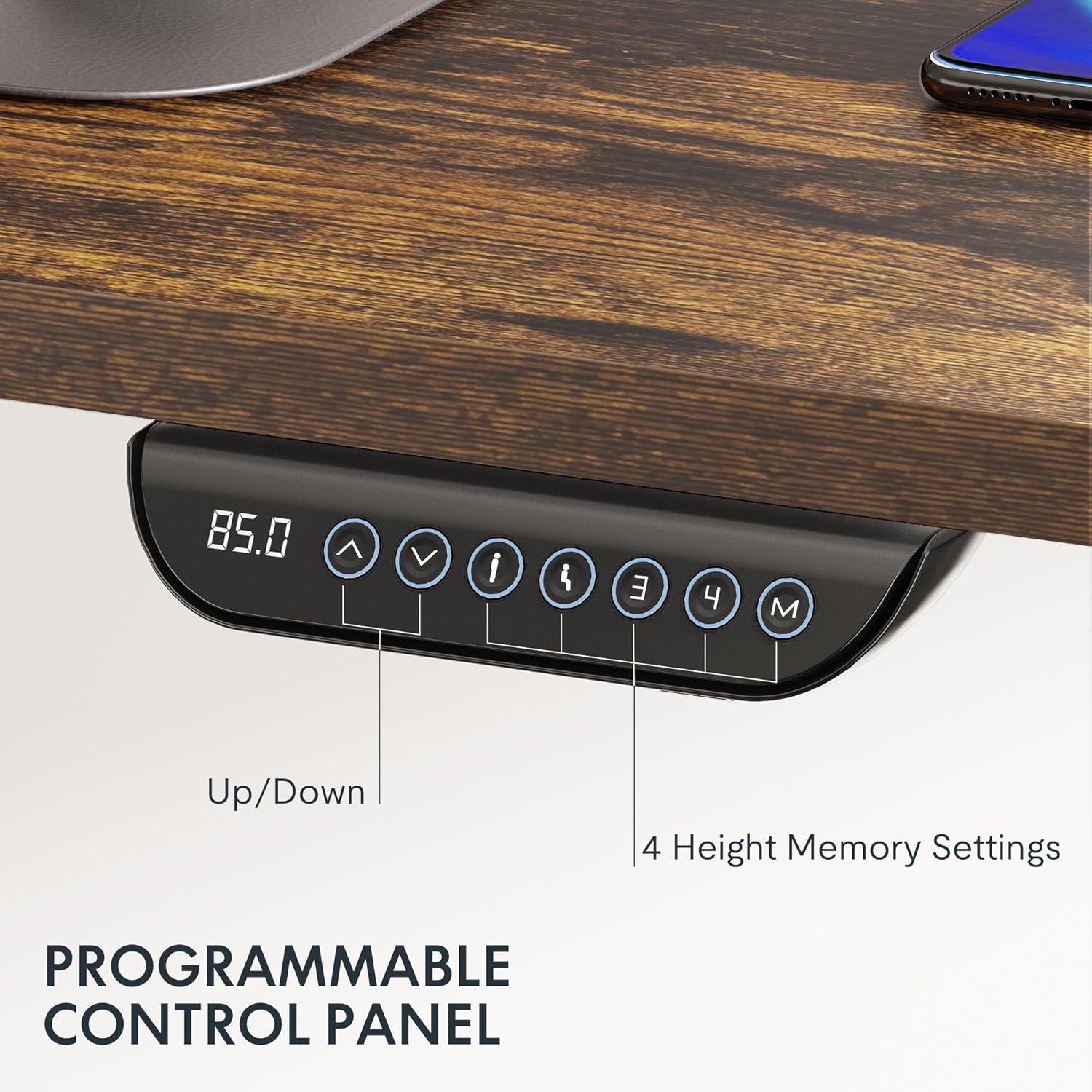 FLEXISPOT E6 MAX Dual Motor 3 Stages Standing Desk 48x30 Inch Whole-Piece Board Electric Height Adjustable Stand Up Desk 150KG Load Capacity(Black Frame + Special Walnut Desktop)