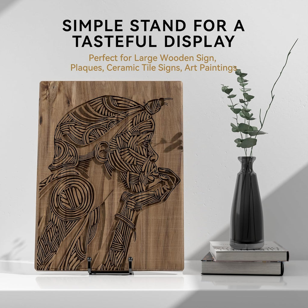 10 Inch Large Plate Stands for Display - Metal Plate Holder Display Stand + Small Easels Picture Stand for Book, Platter, Plaque, Photo Frame, Tabletop Art (2 Pack)