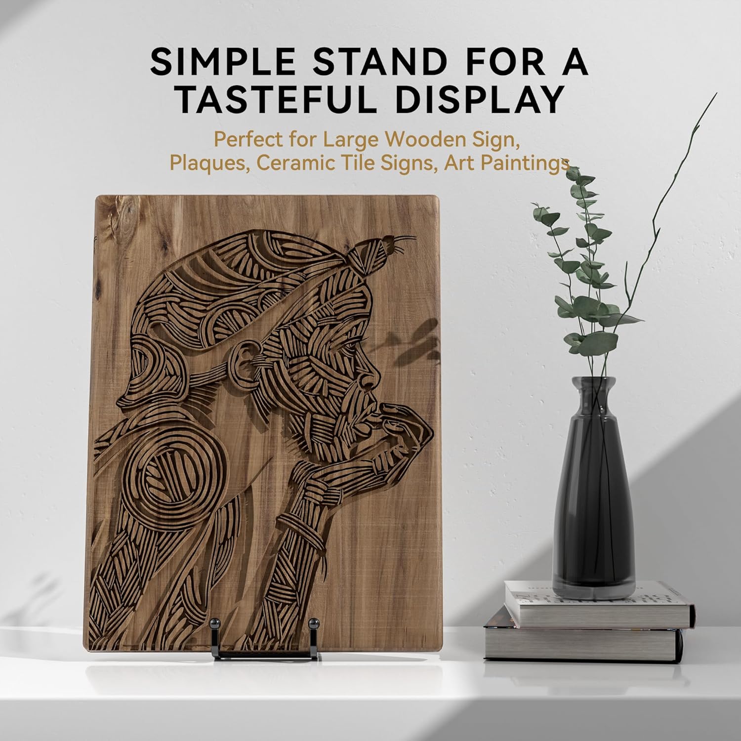 10 Inch Large Plate Stands for Display - Metal Plate Holder Display Stand + Small Easels Picture Stand for Book, Platter, Plaque, Photo Frame, Tabletop Art (2 Pack)