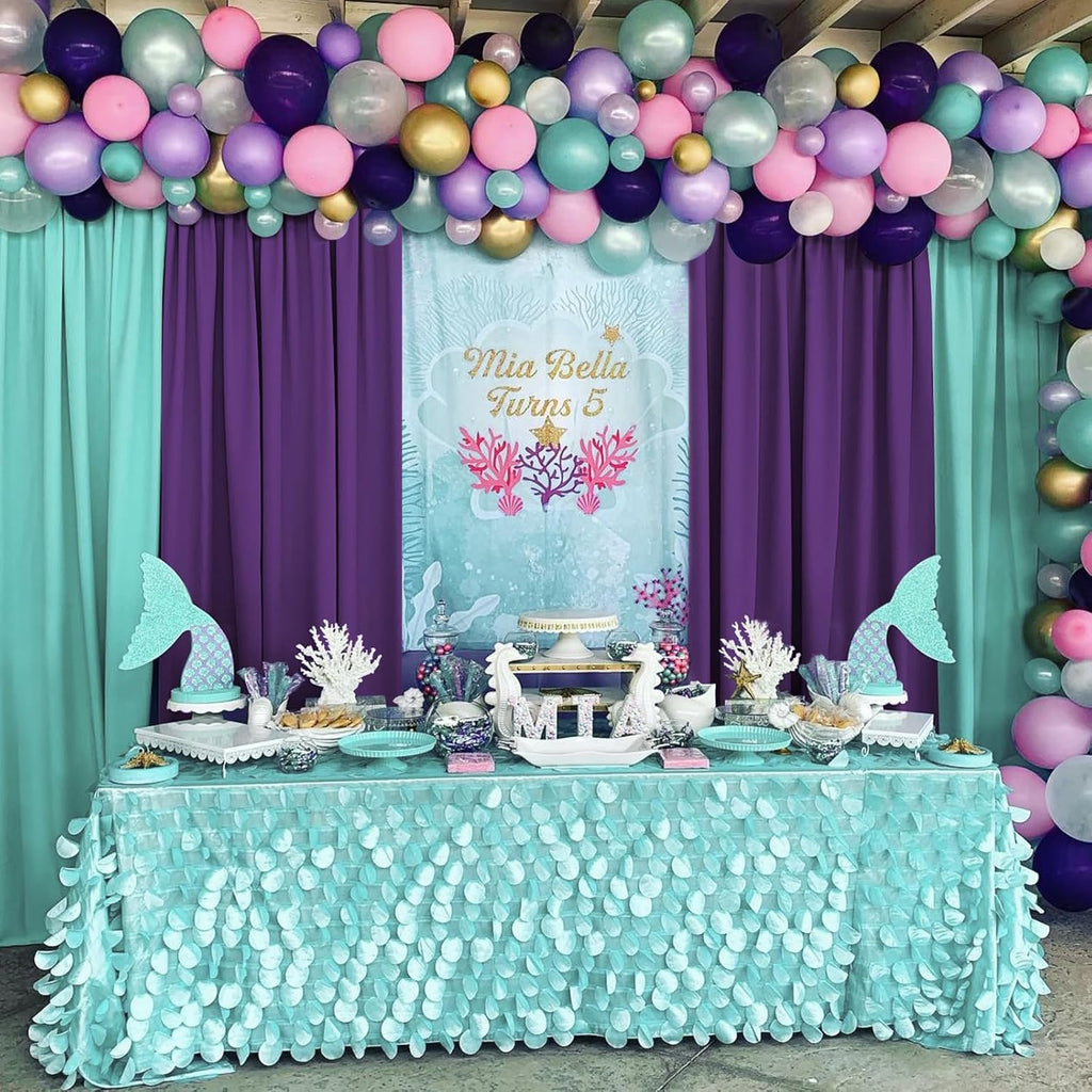 Purple Backdrop Curtains 2 Panels 5ft x 10ft Polyester Backdrop Drapes for Wedding Mermaid Party Halloween Photography Decorations