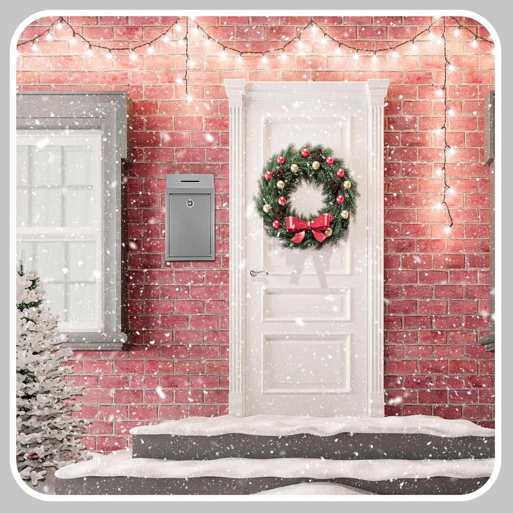 Metal Donation Cash Box Collection Safe Suggestion Box with Lock Wall Mounted Mailbox Delivery Ballot Container for Home Office Outdoor Door