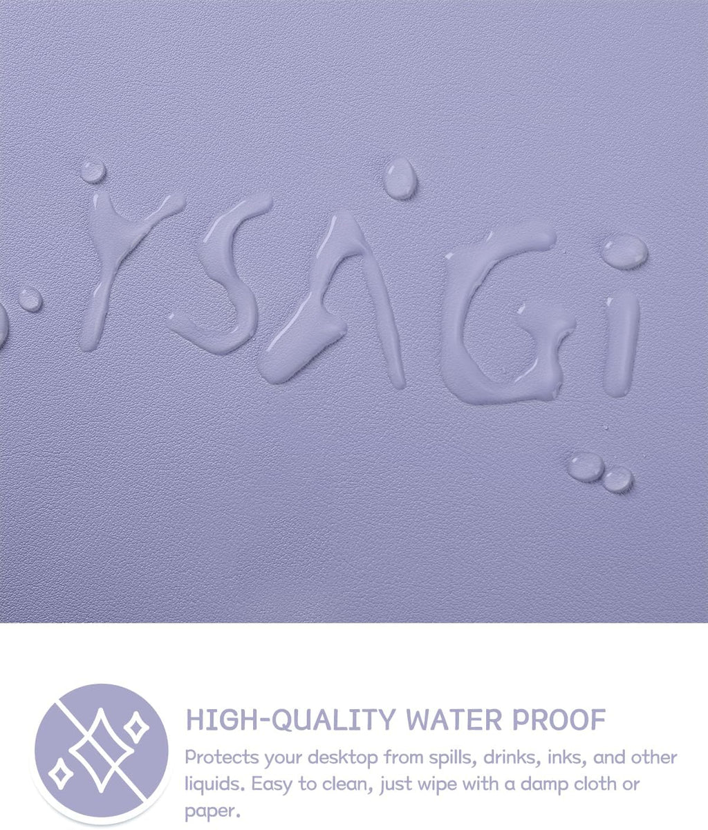 YSAGi Non-Slip Leather Desk Pad L Size, Waterproof Laptop Computer Desk Keyboard Mat, Table Protector Blotter Mat, Large Mouse Pad for Office/Work/Home/Decor(Lavender, 35.4" x 17")