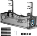 Cable Management Under Desk Tray, No Drill Cable Management Box With Clamp for Wire Organization, Cord Organizer for Office, Home - No Damage to Desk (Black)