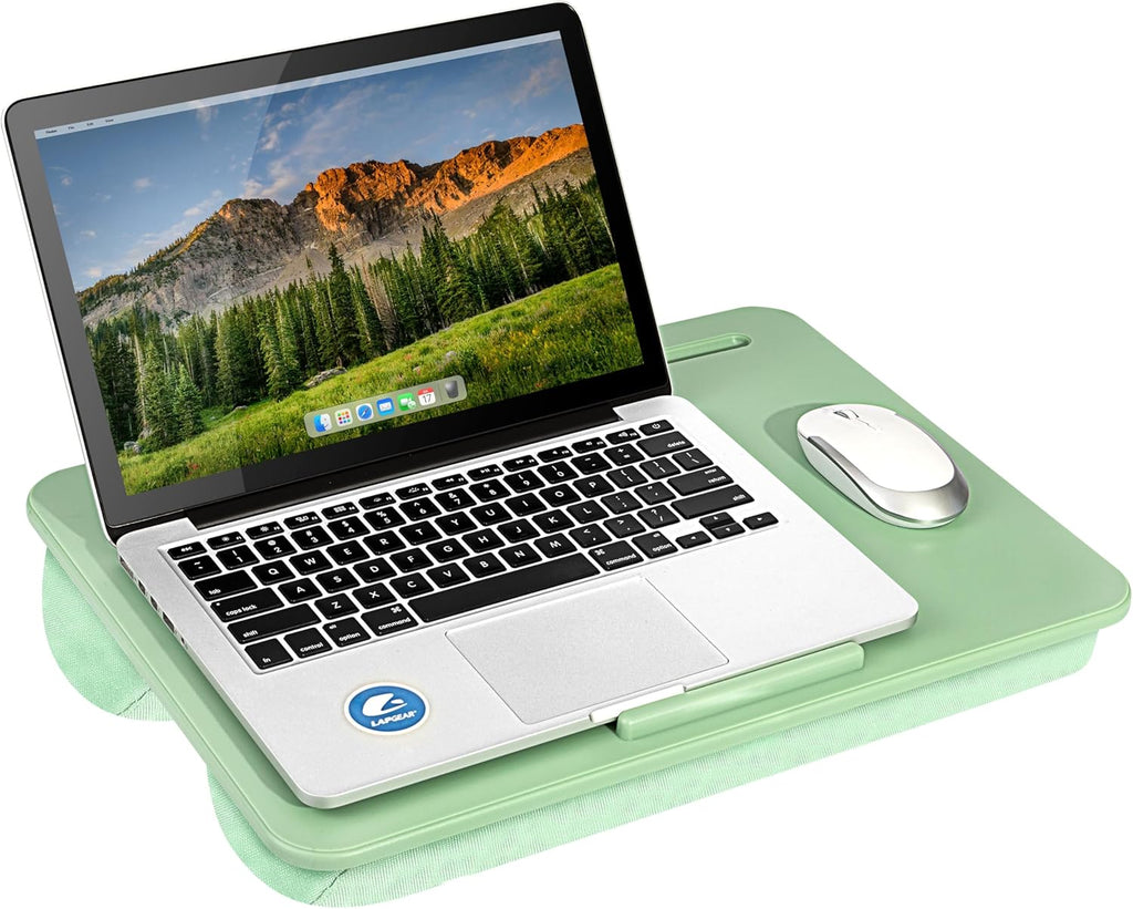 LAPGEAR Original Lap Desk – Large (17.9” x 13”) | Fits Up to 17.3” Laptops | Cushioned with Device Ledge, Pencil Tray & Handle | Portable & Lightweight | 12-Pack | Sage Green – Style No. 45001