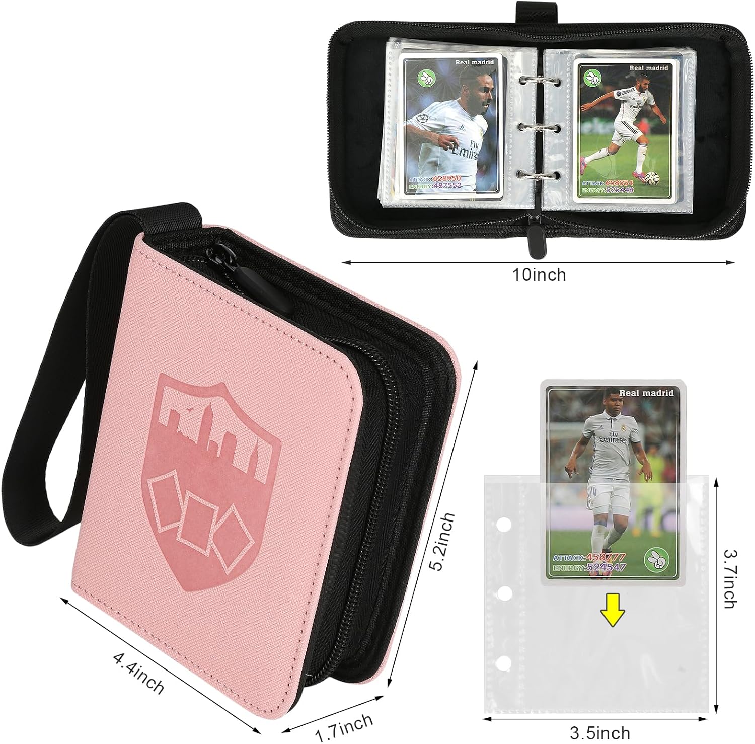 Mini Card Binder 1 Pocket, 80 Pockets Trading Card Binder, Premium Small 2 Pocket Trading Card Collection Album Folder with 40 Sleeves Double Sided - Gifts for Kids (Pink)