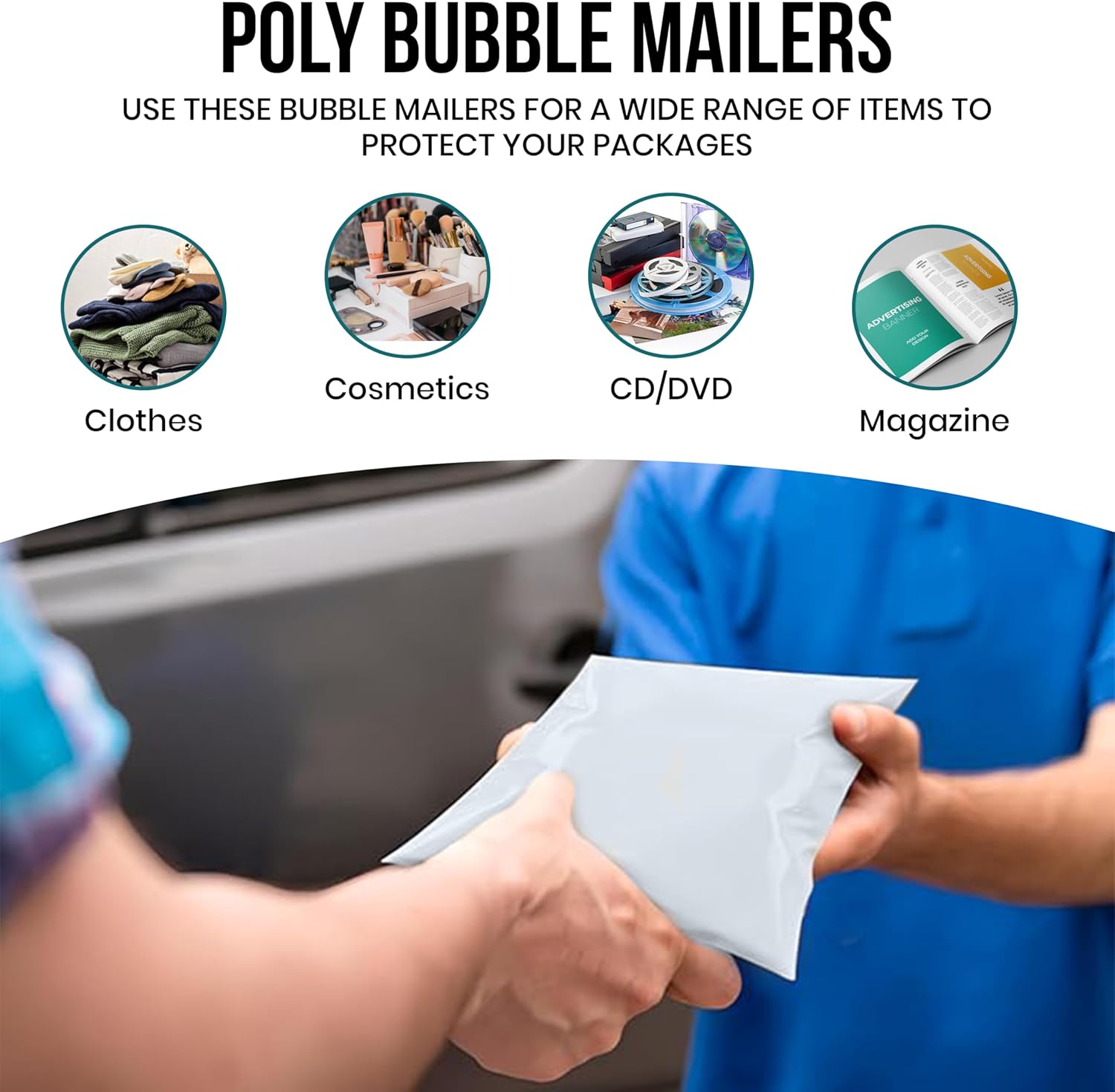 Levex - #0000 4" x 6" [5 Pack] Poly Bubble Mailers, Padded Envelope Mailers, Packing Envelope & Mailing Bags for Shipping