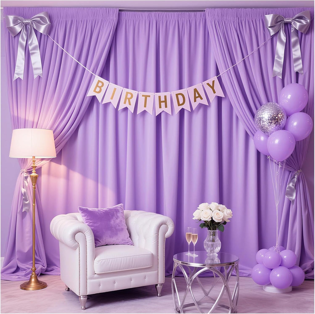 Lavender Backdrop Curtains Photo Backdrop Drapes: 2 Panels 5ft x 10ft Polyester Fabric - Baby Shower Mermaid Photography Background Decorations