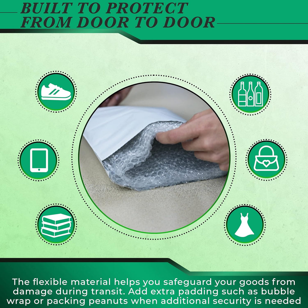 100 Pack Secure Seal White Poly Mailers - 14.5x19 Safe Shipping Bags - E-Commerce Self Sealing 2 Mil Poly Envelopes