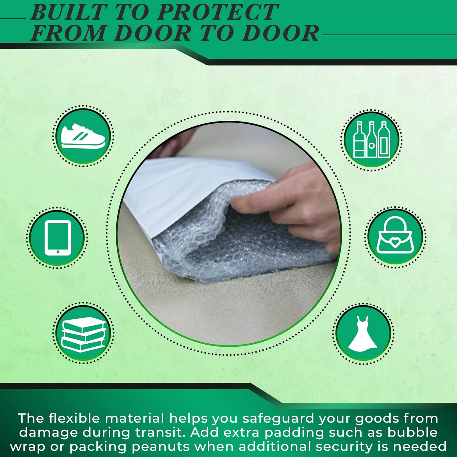 100 Pack Secure Seal White Poly Mailers - 12x15.5 Safe Shipping Bags - E-Commerce Self Sealing 2 Mil Poly Envelopes