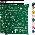 Christmas Poly Mailer 10x13 Inch 100 Pcs, Waterproof Shipping Bags for Clothing, Tear-Resistant Mailier Bags, Strong Mailing Bags with Self-Seal - Green Merry Christmas
