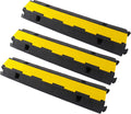 Rubber Cable Ramp Cord Cover Cable Protector Ramps Wire Hose Protective 22000Lbs Load Capacity Traffic 1 Channel Speed Bump for Asphalt Concrete Gravel Driveway, 3 Pack