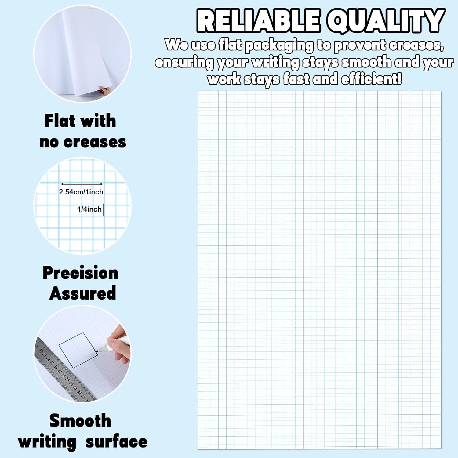 25 Sheets Large Graph Paper 24 X 36 Inch Graph Paper Pad 1 and 1/4inch Ruled Giant Grid Sheet Blueprint Drafting Pad for Engineering Architect Designer Mathematician