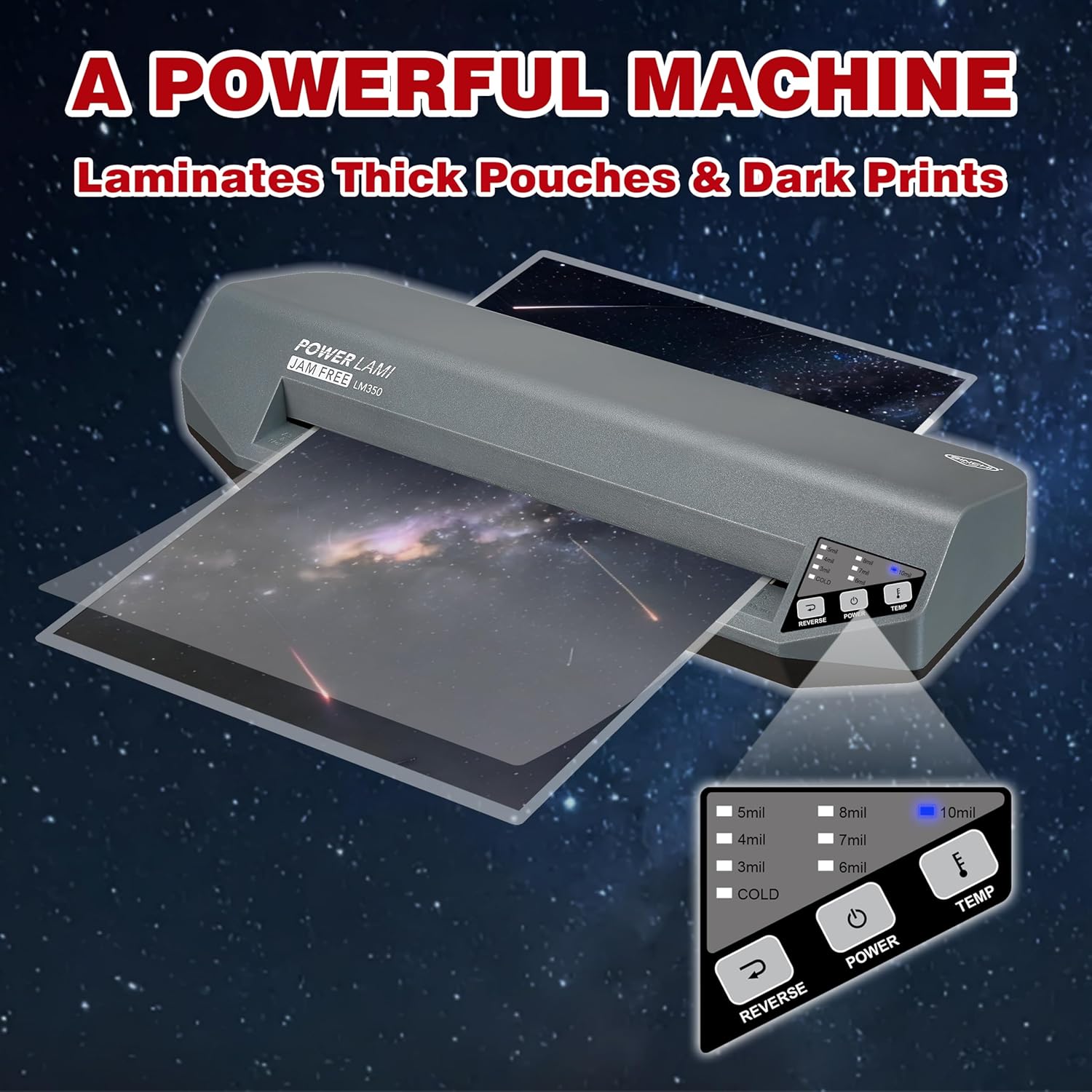 SINCHI 13" Thermal Laminator – 3–10 Mil, 48s Warm-Up, 17s/Sheet, Heavy Duty, Never Jam, Supports 10 Mil Pouches with Cardstock & Dark Prints – Includes 10 Sheets, Ideal for Office & Professional Use