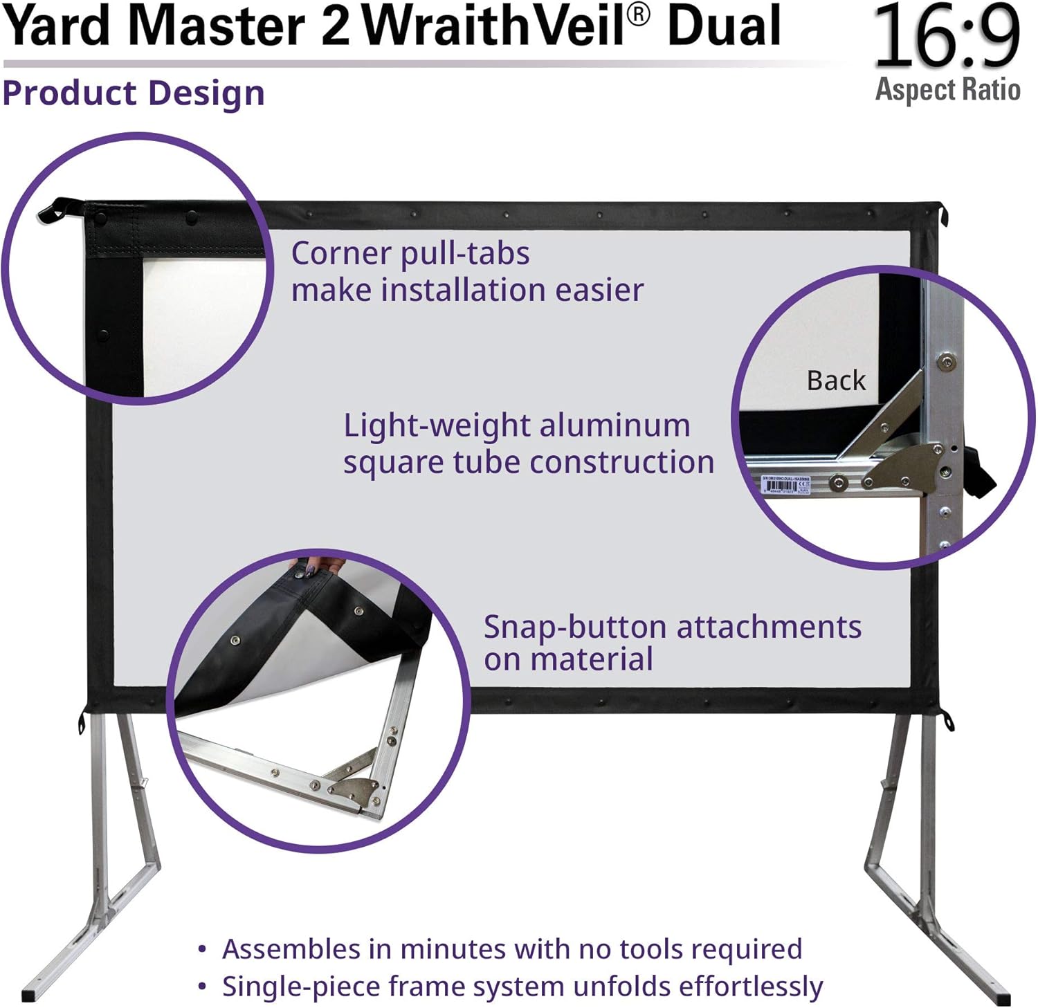 Elite Screens Yard Master 2 DUAL Projector Screen, 120-INCH 16:9, Front and Rear 4K/8K Ultra HD, Active 3D, HDR Ready Indoor and Outdoor Projection, OMS120H2-Dual |US Based Company 2-YEAR WARRANTY