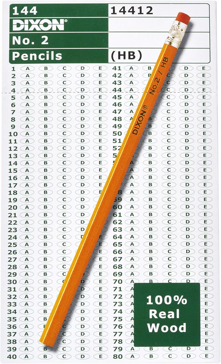 Dixon No. 2 Yellow Pencils, Wood-Cased, Black Core, #2 HB Soft, Boxed (14412) (Pack of 20, 2880 Count Total)