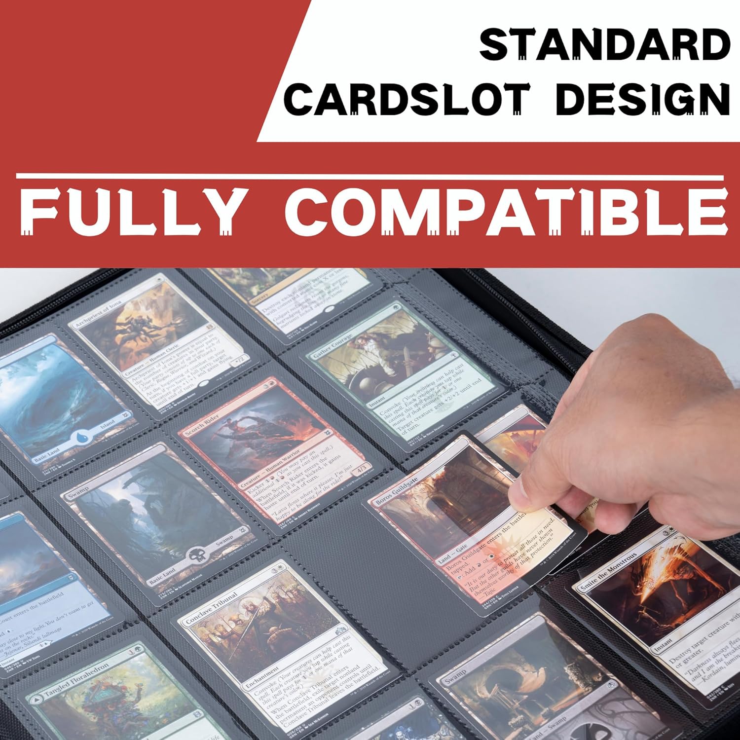 1600+ Pockets Trading Card Binder, 16-Pocket Card Ablum Compatible with MTG,Sports Cards & Other Standard Size Trading Card (RED)