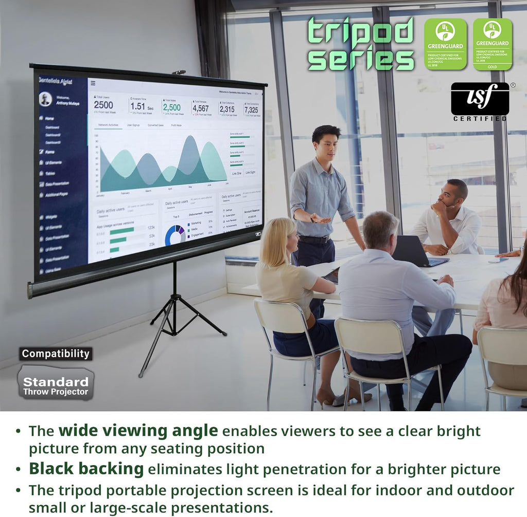Elite Screens Tripod Series, 99-INCH 1:1, 16:9, 4:3 Adjustable Multi Aspect Ratio Portable Indoor Outdoor Projector Screen, 8K / 4K Ultra HD 3D Ready, US Based Company 2-Year Warranty, T99NWS1 -White