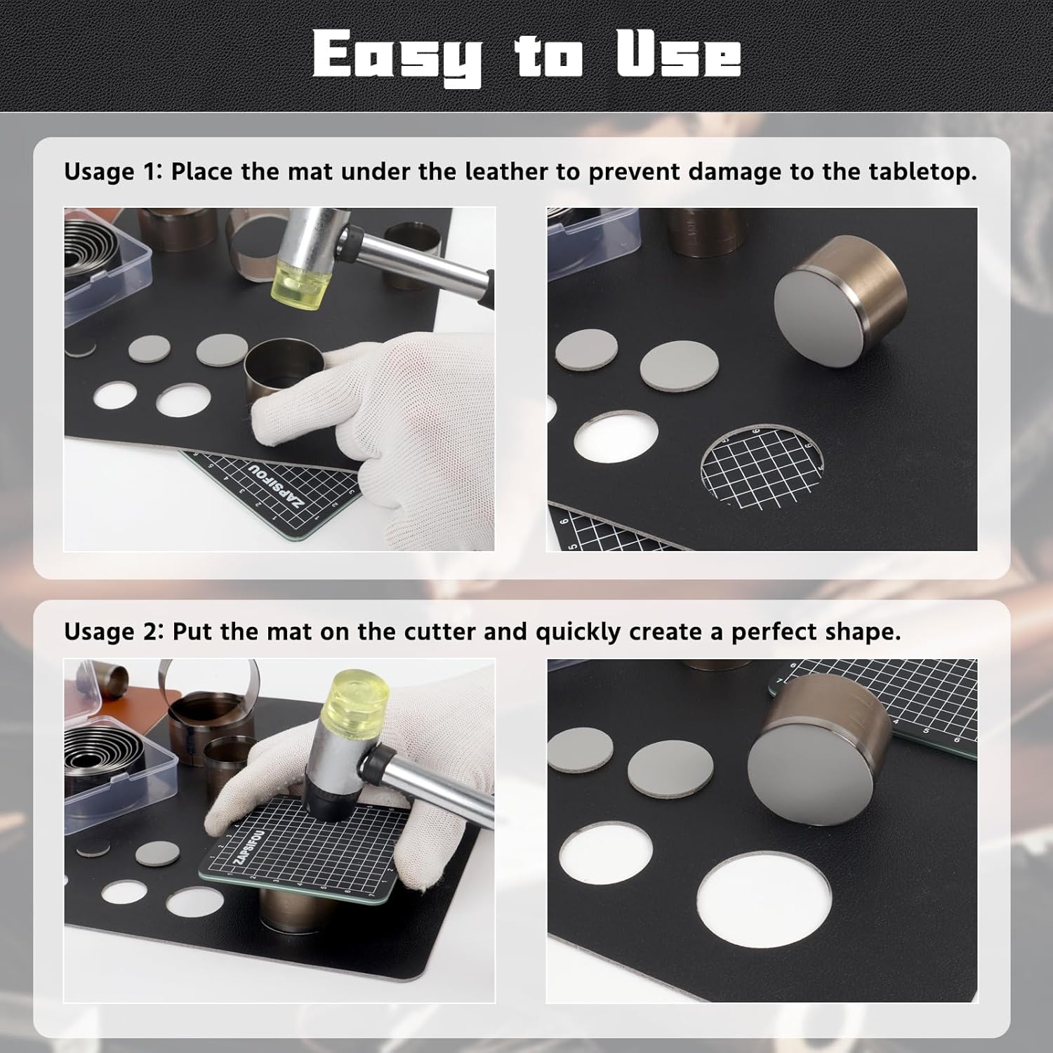 9 Pieces Leather Circle Cutter Tool Set, Hole Punch Tools with 15 20 25 30 35 40 45 50 55mm, High Carbon Steel Round Cutting Dies, Hole Punch Tool Kit for DIY Leather Crafts
