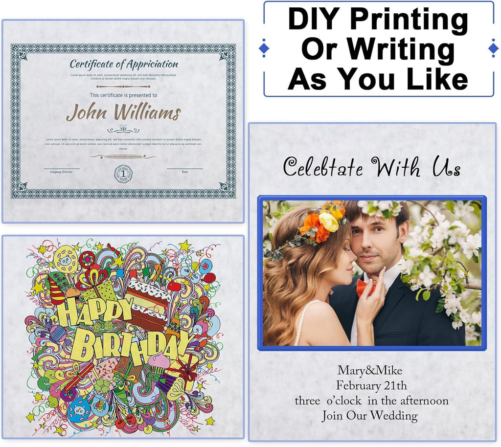 Epakh 150 Pcs Old Age Parchment Paper 8.5 x 11 Inch Standard Letter Vintage Colored Old Parchment Semblance Double Side Printing Paper (Blue)