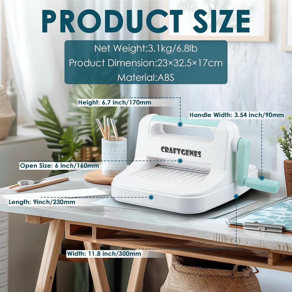Die Cutting Machine, Manual Embossing Machine 6'' Opening Size for Cardmaking, Scrapbooking, and DIY Crafts – Complete Set with A5 Die Cuts, Embossing Folders, and Plates