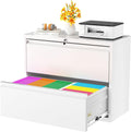 Superday Metal Lateral File Cabinet, 2 Drawer File Cabinet, White Filing Cabinets with Lock, Filing Cabinets for Home Office/Legal/Letter/A4, Home Office Furniture for Hanging File