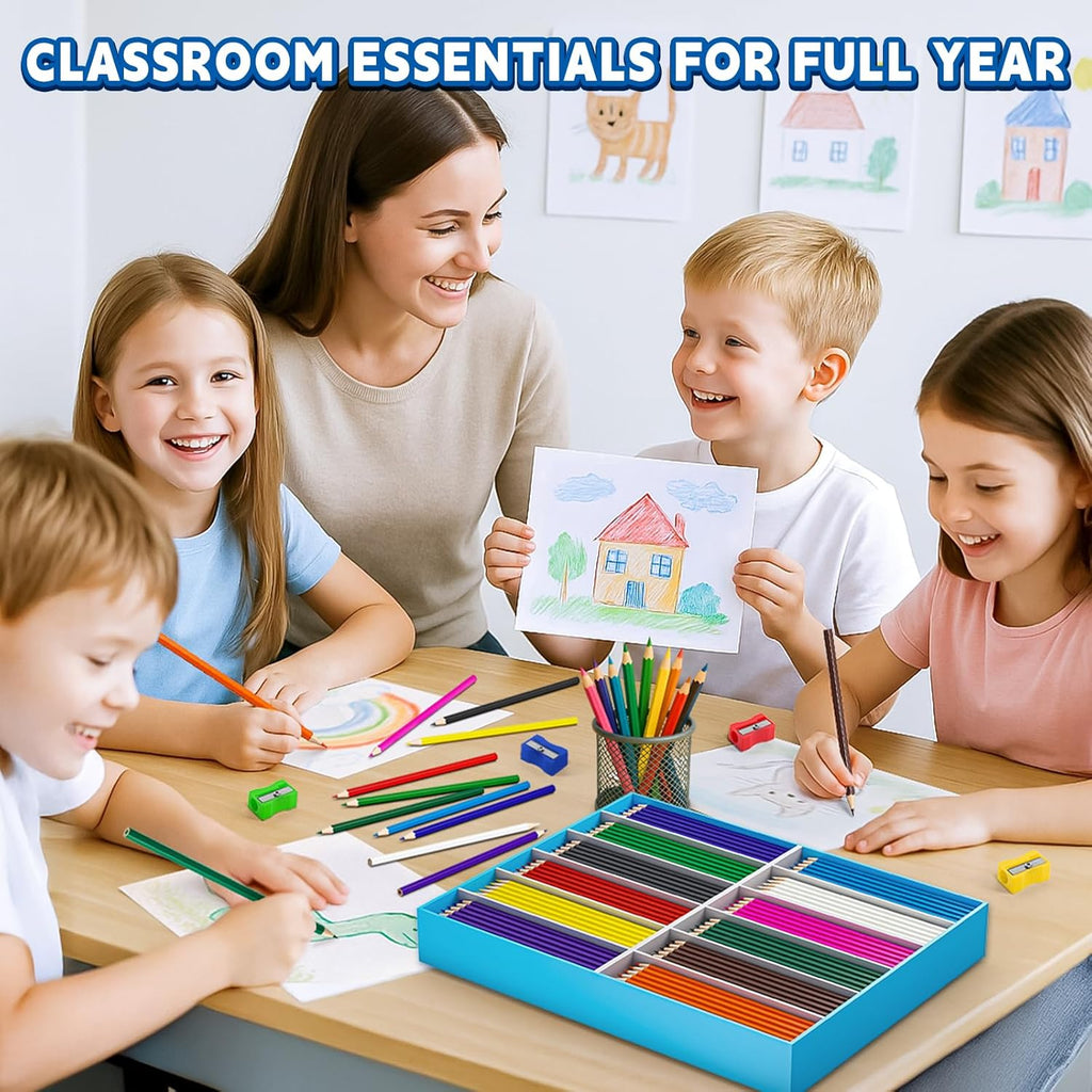 OCHIDO 432 Count Colored Pencils Bulk, Pre-sharpened Colored Pencils for Kids in 12 Bright Colors, Color Pencil Set with 12 Sharpeners, Back to School Supplies Classroom Essentials for Teachers