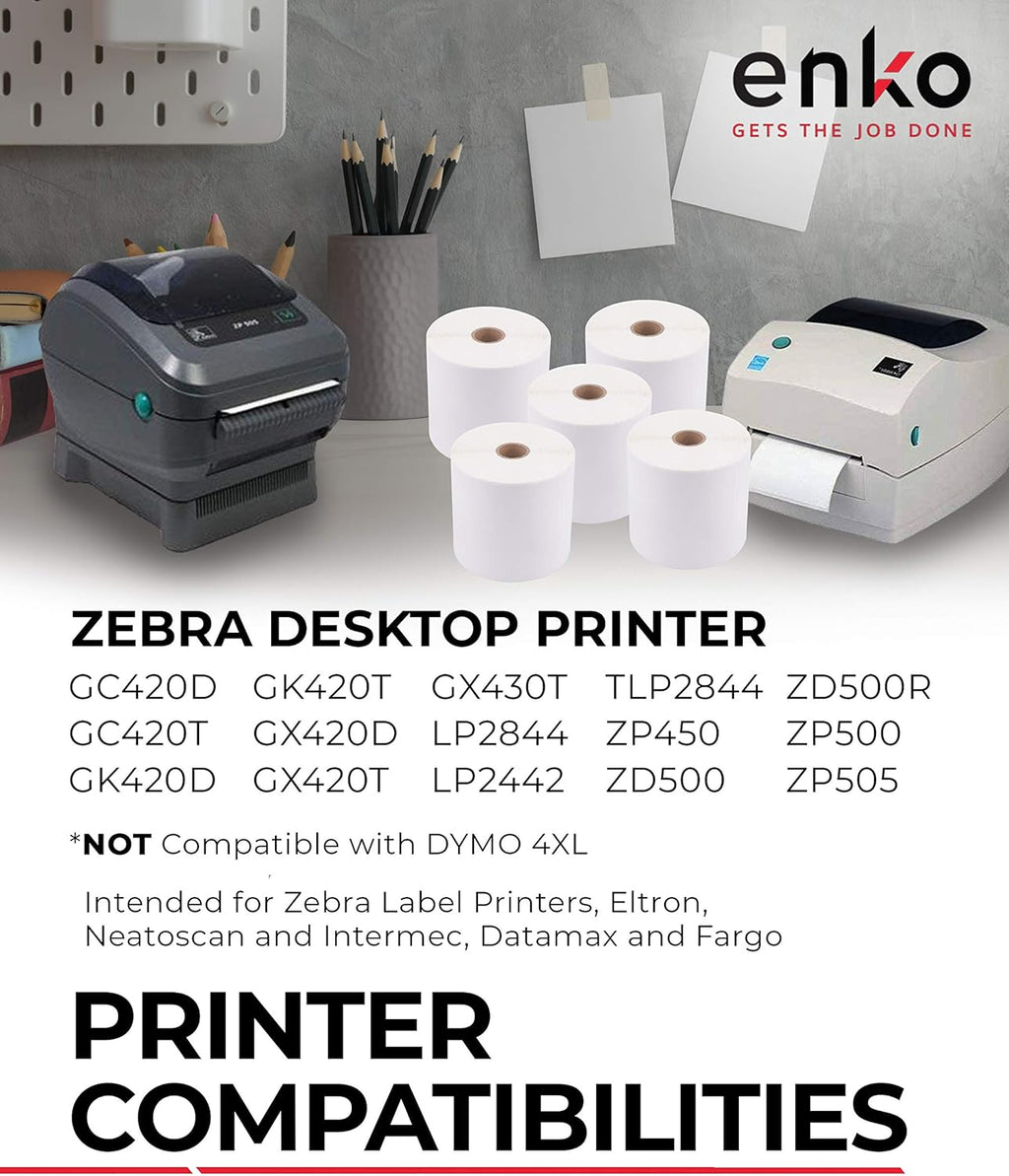 enKo (36 Rolls, 16,200 Labels) 4 x 6 Direct Thermal Address & Shipping Labels Compatible for Zebra 2844 ZP-450 ZP-500 ZP-505, Rollo, Eltron, Neatoscan