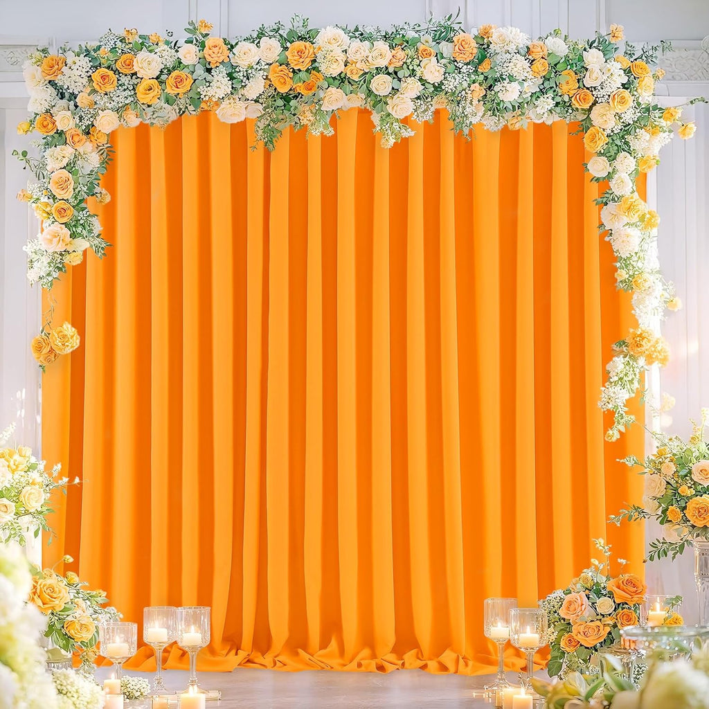 Orange Backdrop Curtains 2 Panels 5ft x 10ft Polyester Photo Drapes for Backdrop Halloween Home Party Decorations