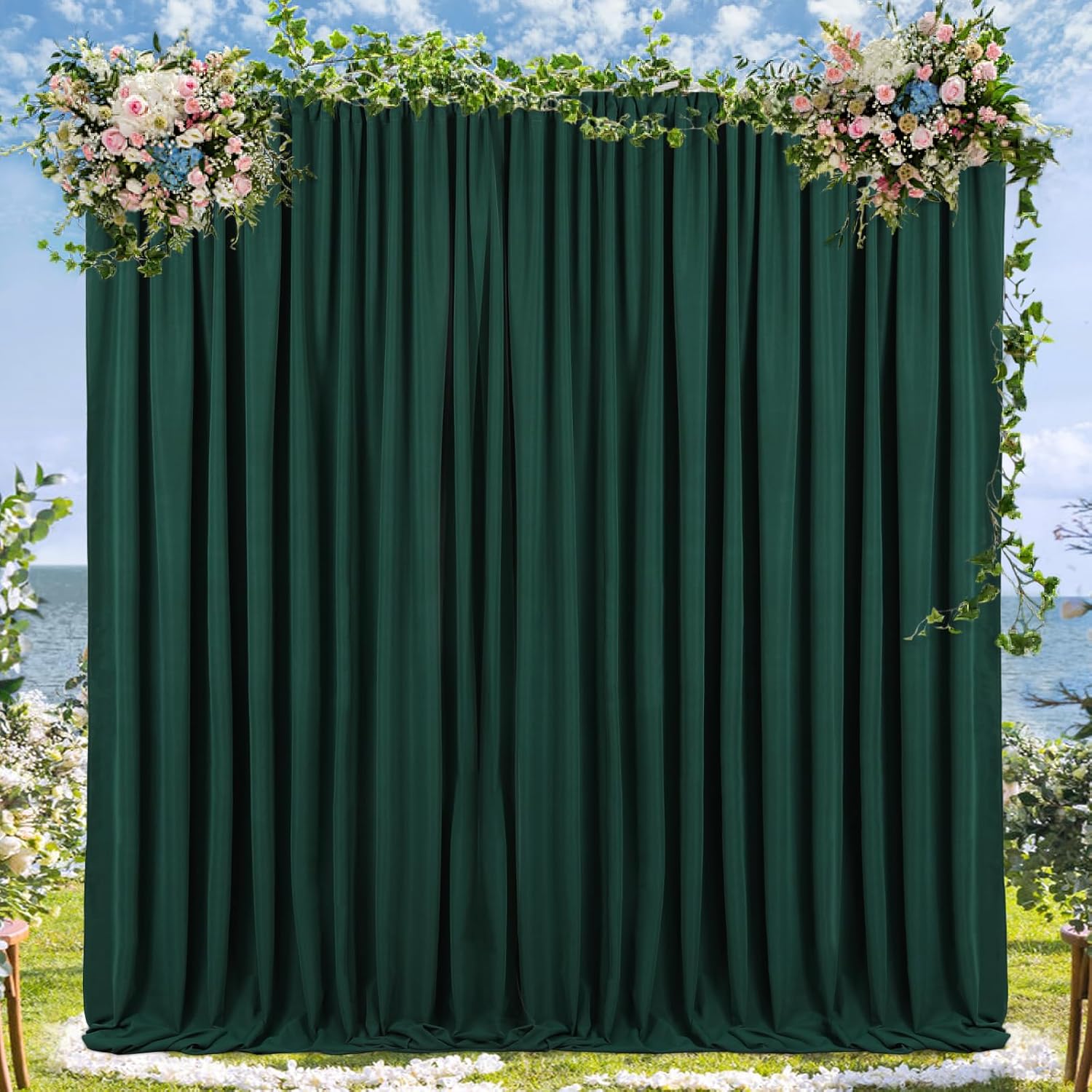 Green Backdrop Curtains 10ft x 10ft: Polyester Photo Backdrop Drapes - Halloween Party Photography Background Decorations