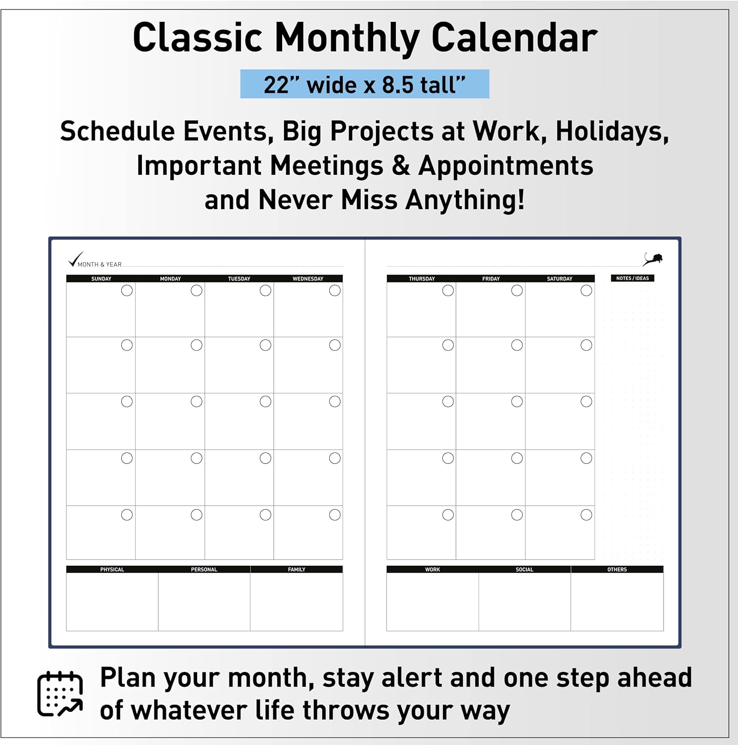 Day Planner - Professional Goal Planner, Calendar & Gratitude Journal to Increase Productivity, Time Management & Happiness - Vegan Leather Softcover, 24 Hourly Planner, Undated 6 Months Work Planner