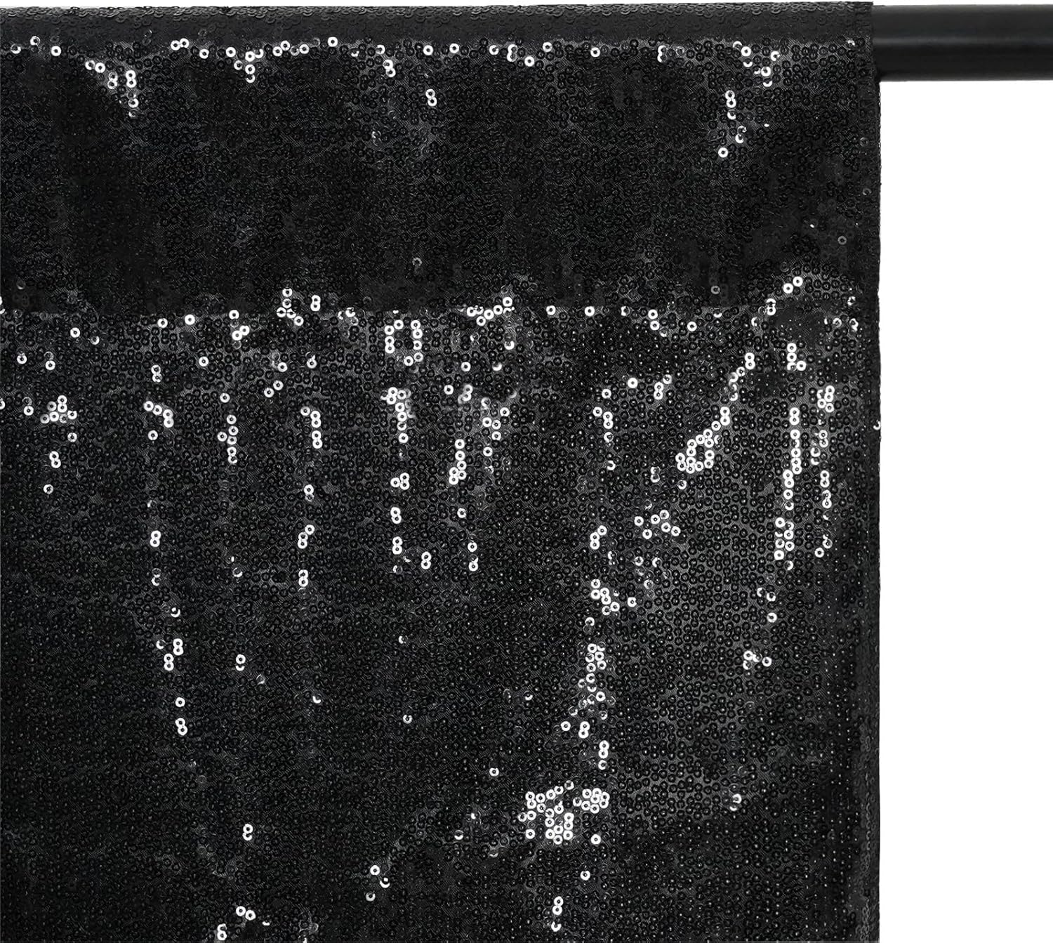 Eternal Beauty Black Thick Sequin Backdrop, 4x7 Ft Halloween Glitter Background Curtains for Shimmer Photography Party Wedding Birthday Back Drop Decor