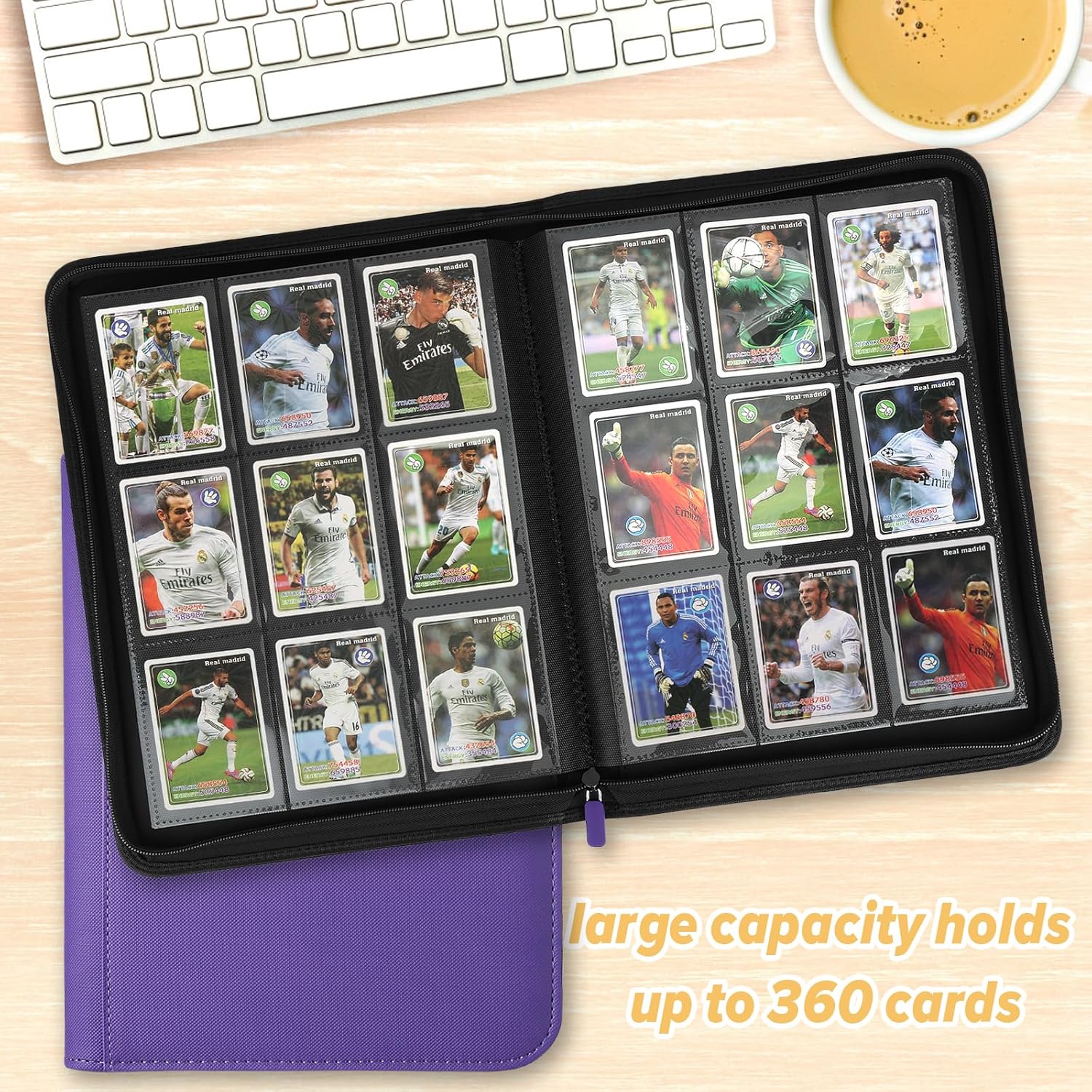 Trading Card Binder 9 Pocket, GERMUN PU Cover Card Binder for 360 Cards, Premium Trading Card Holder Folders, Double Sided Pocket Card Album for MTG, TCG (Purple)